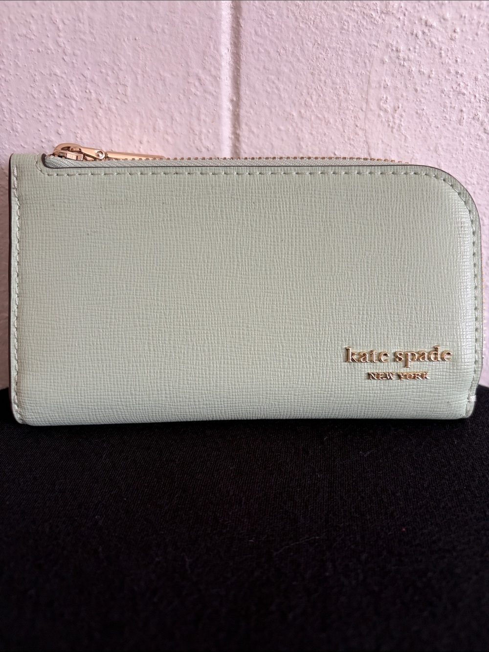 Kate Spade Mint Zip Around Continental Wallet with Gold Logo